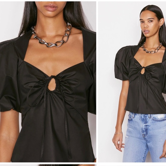 Frame Puff Sleeve Cotton Top - Picture 2 of 4